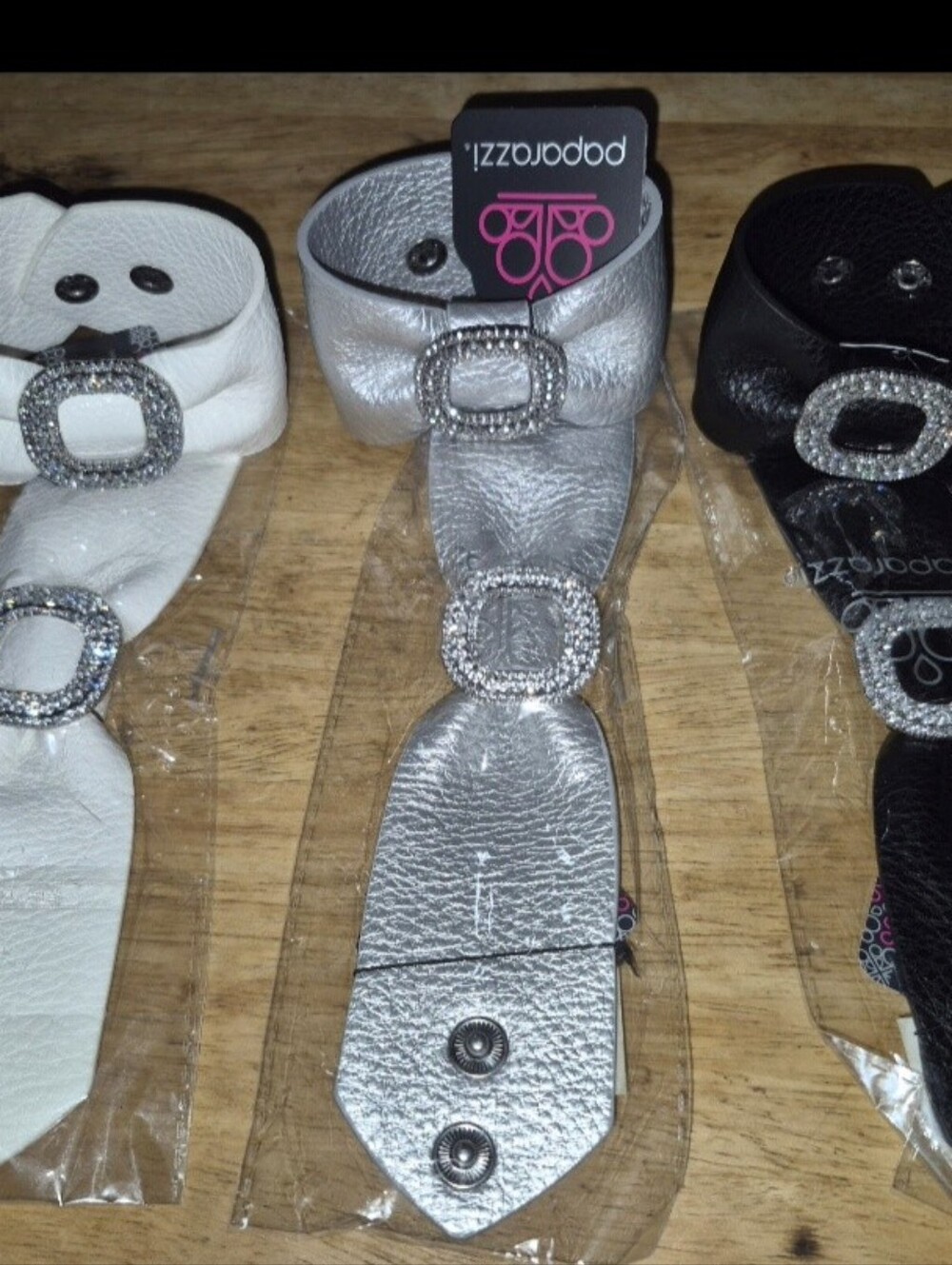 Paparazzi Lot..... 6 Wrap Bracelets. Rhinestone Buckle Belt Bracelet Style